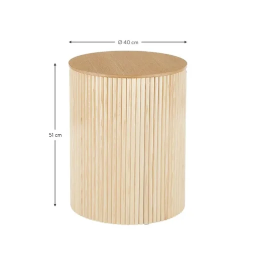 Tavolino Contenitore Rotondo In Legno Nele