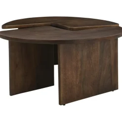 Tavolino Da Salotto Rotondo In Legno Di Mango Match 2 Pz