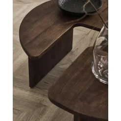 Tavolino Da Salotto Rotondo In Legno Di Mango Match 2 Pz