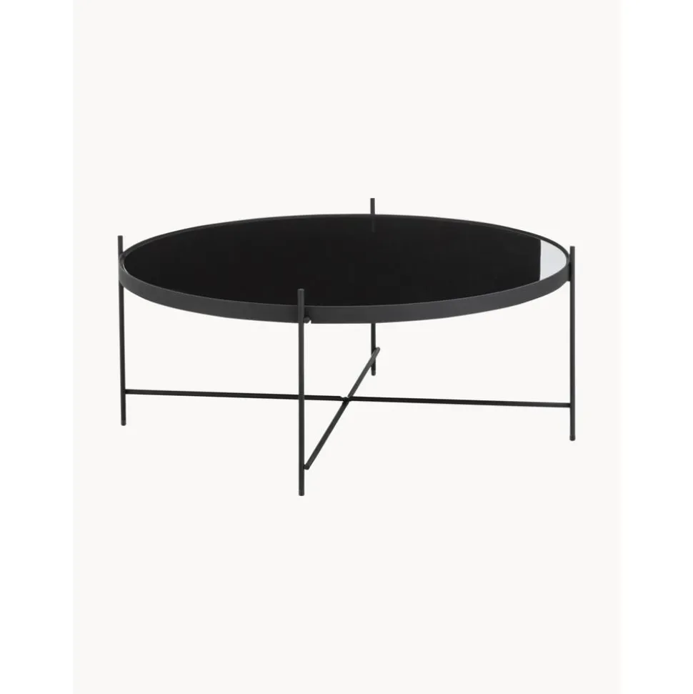 Tavolino Rotondo Da Salotto Con Piano In Vetro Asportabile Cupid