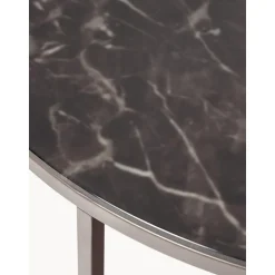 Tavolino Rotondo Da Salotto Con Piano In Vetro Effetto Marmo Antigua