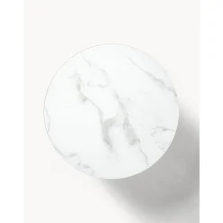 Tavolino Rotondo Da Salotto Con Piano In Vetro Effetto Marmo Antigua