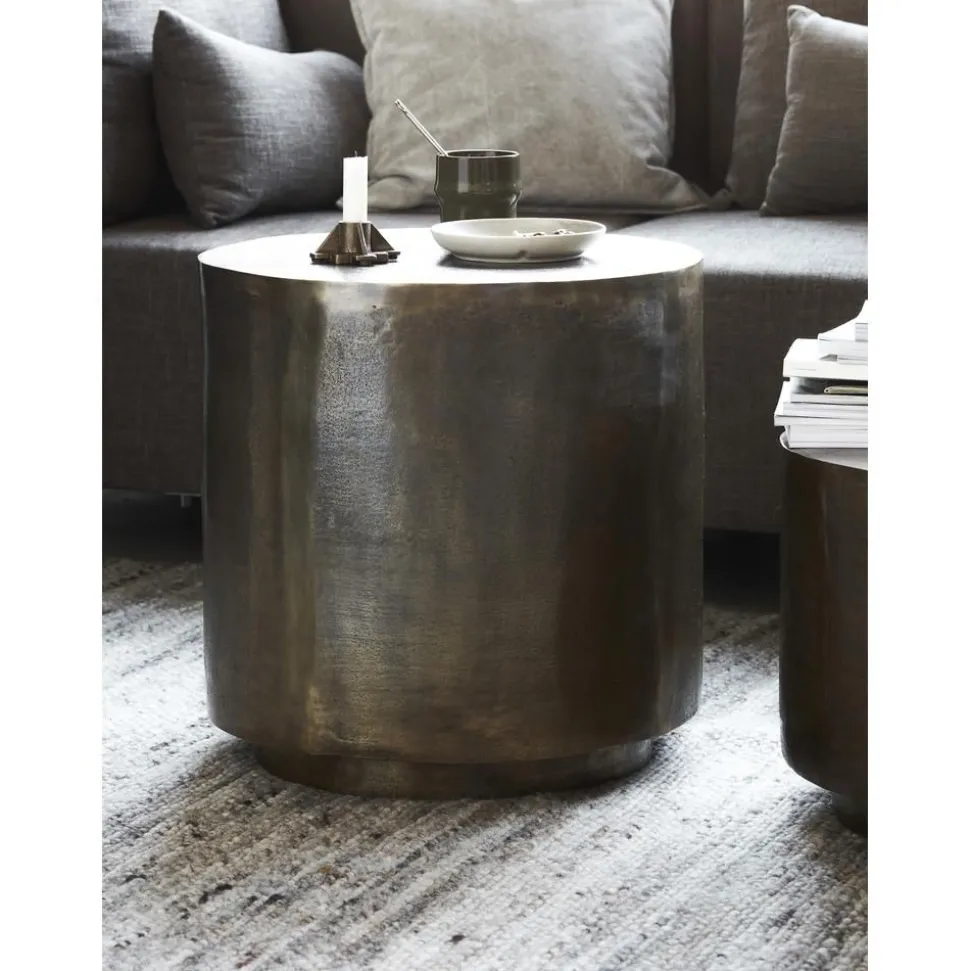 Tavolino Rotondo In Metallo Con Finitura Anticata Rota