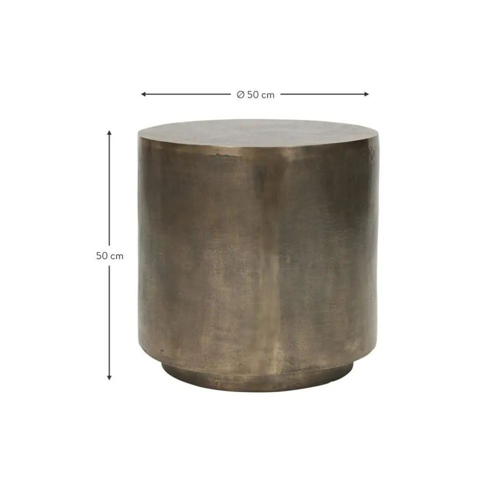 Tavolino Rotondo In Metallo Con Finitura Anticata Rota