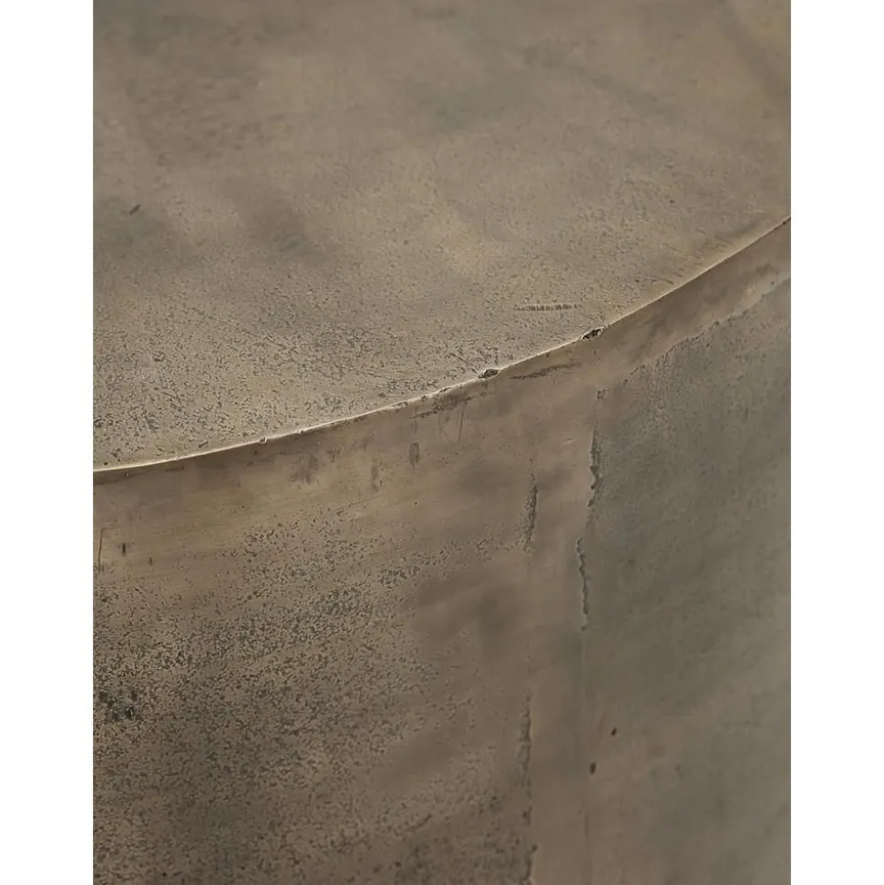 Tavolino Rotondo In Metallo Con Finitura Anticata Rota