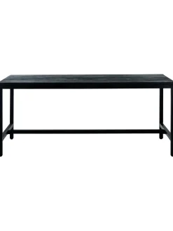 Tavolo Con Piano In Legno Massiccio Nero Raw, 180X90 Cm