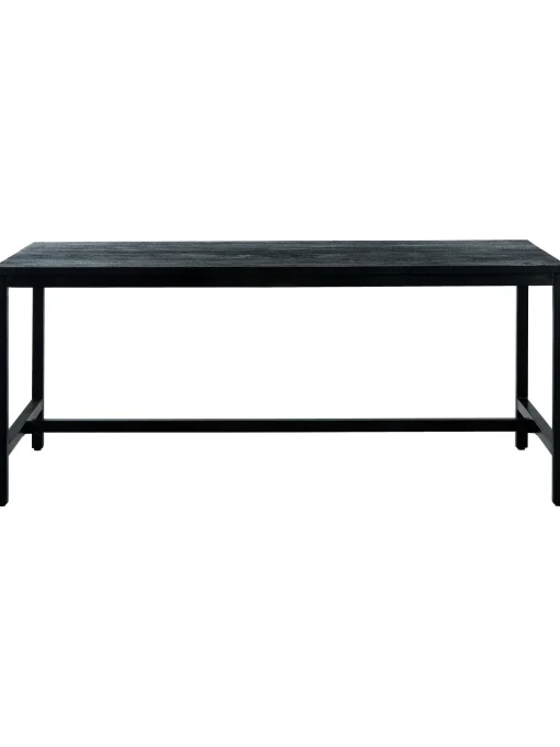 Tavolo Con Piano In Legno Massiccio Nero Raw, 180X90 Cm