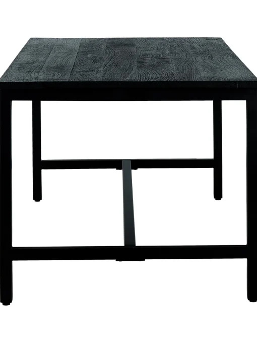 Tavolo Con Piano In Legno Massiccio Nero Raw, 180X90 Cm