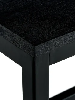 Tavolo Con Piano In Legno Massiccio Nero Raw, 180X90 Cm