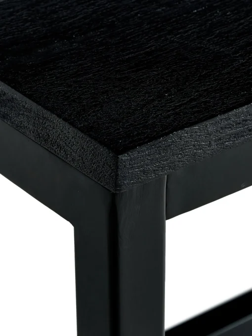 Tavolo Con Piano In Legno Massiccio Nero Raw, 180X90 Cm
