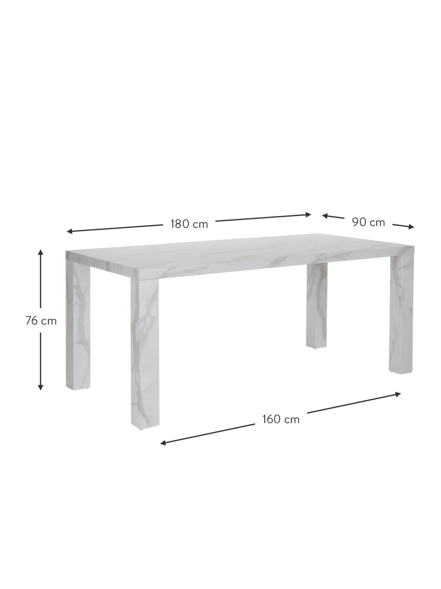 Tavolo Effetto Marmo Carl, 180 X 90 Cm