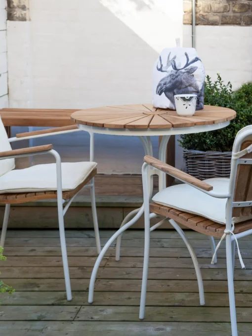 Tavolo Rotondo Da Balcone Con Piano In Legno Di Teak Hard & Ellen