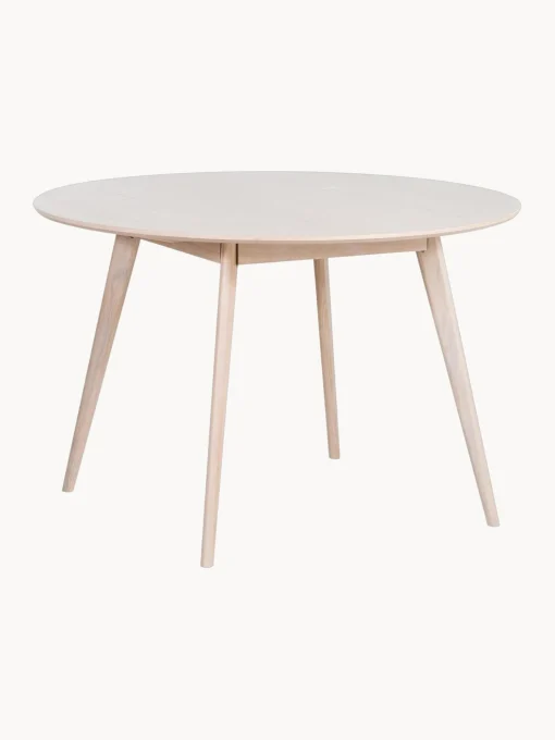 Tavolo Rotondo In Legno Di Quercia Bianco Lavato Yumi O 115 Cm