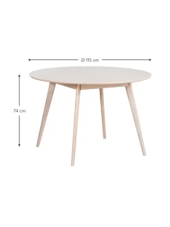 Tavolo Rotondo In Legno Di Quercia Bianco Lavato Yumi O 115 Cm