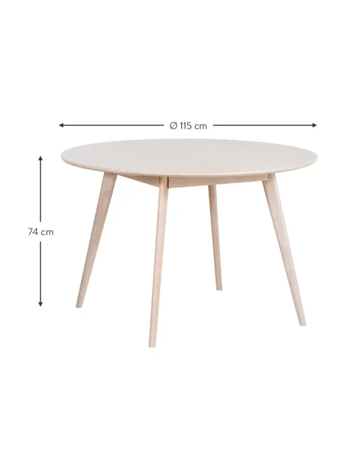 Tavolo Rotondo In Legno Di Quercia Bianco Lavato Yumi O 115 Cm