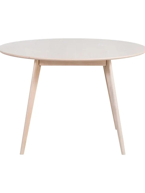 Tavolo Rotondo In Legno Di Quercia Bianco Lavato Yumi O 115 Cm