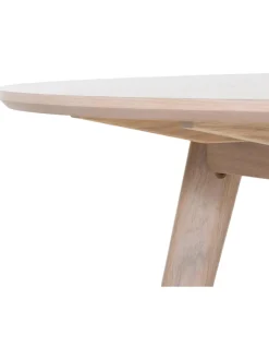 Tavolo Rotondo In Legno Di Quercia Bianco Lavato Yumi O 115 Cm